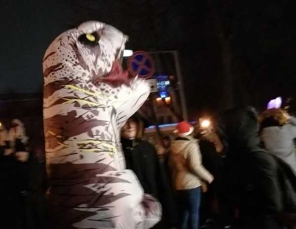 Жители Брянска с добрыми динозаврами встретили новогоднюю ночь
