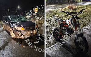 В Брянске 14-летний пассажир питбайка получил тяжелые травмы в ДТП