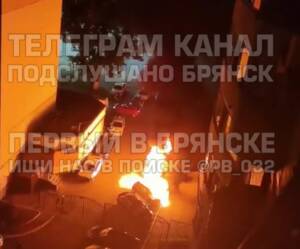 Крупный автомобильный пожар в Брянске попал на видео