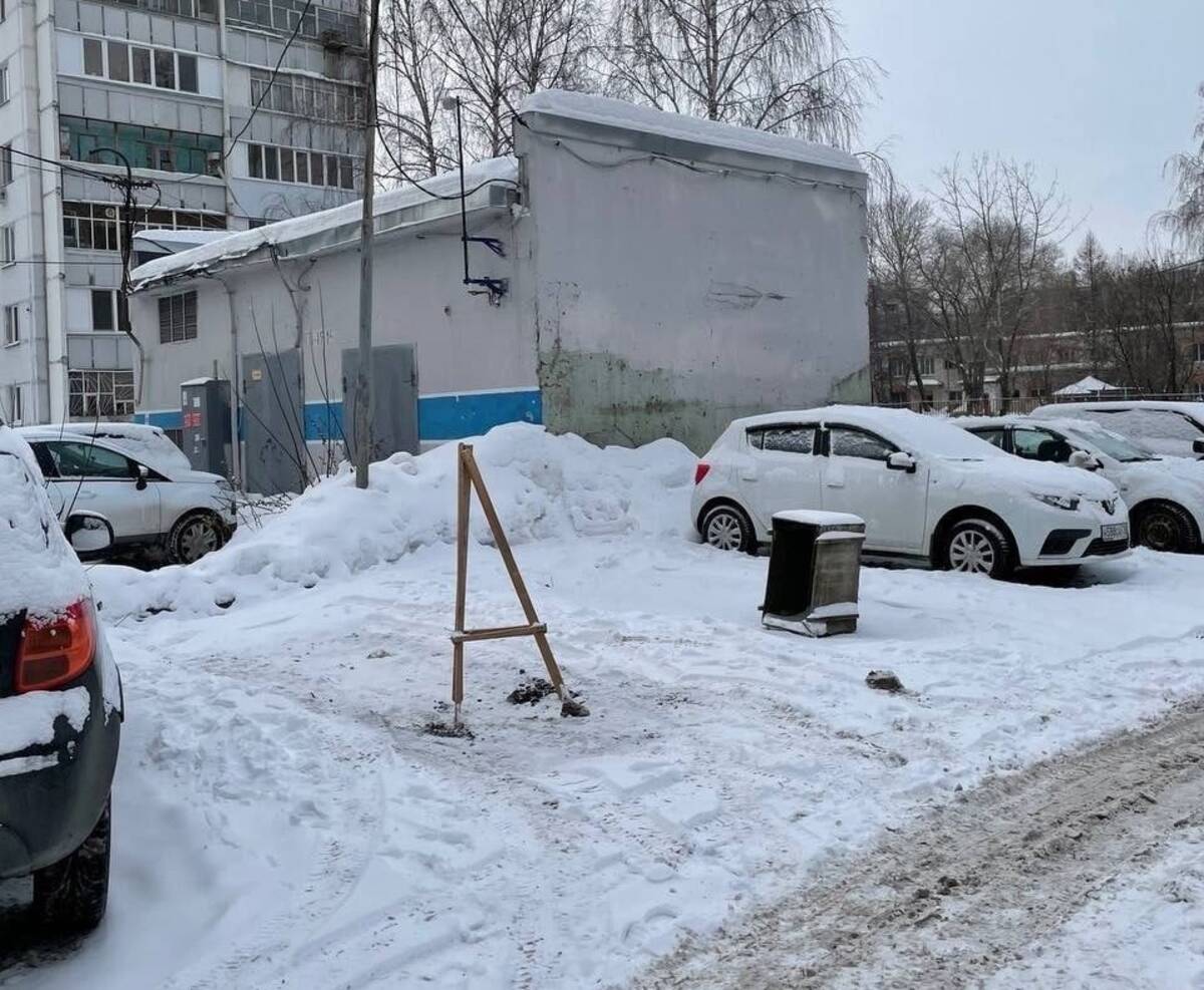 В Брянске сняли на фото необычные способы захвата парковки во дворе