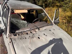 Опубликовано фото машины после подрыва дроном ВСУ в брянском приграничье