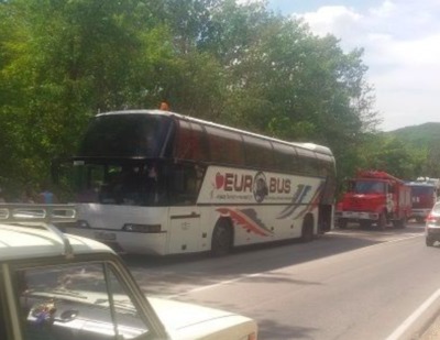 В Крыму загорелся автобус с туристами из Брянска 