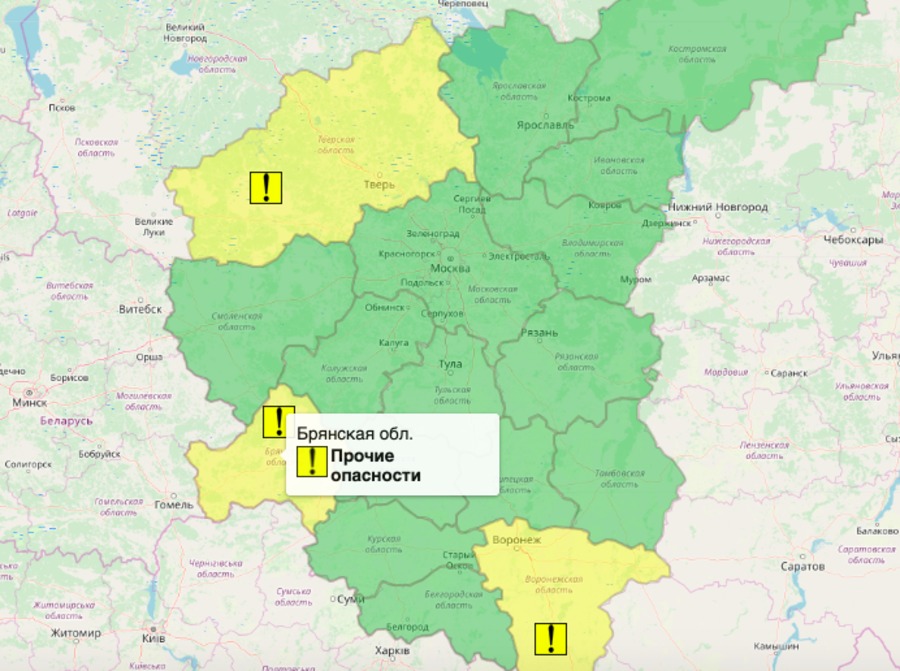 Карта осадков навля брянская область. Уровень опасности в Брянске. Жёлтый уровень опасности Брянск.