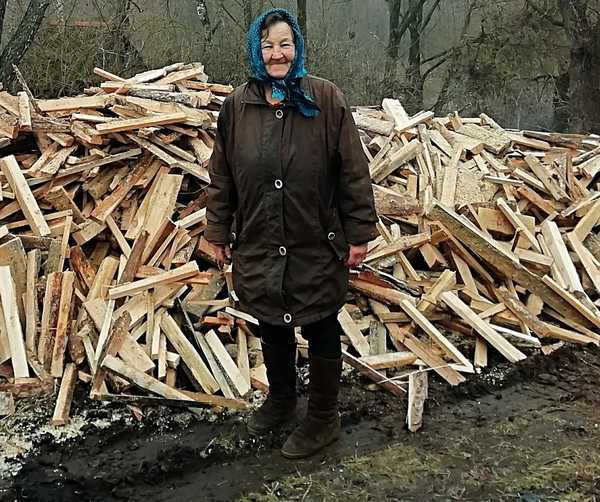Бедная брянская пенсионерка расплакалась от подаренных дров