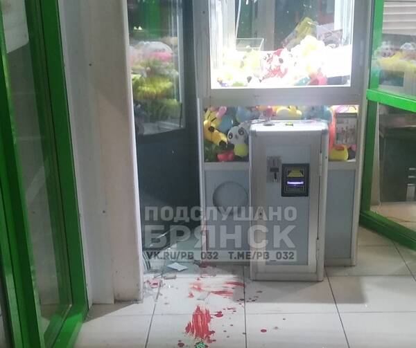 Брянец в супермаркете разбил стекло в автомате с игрушками и порезал вены