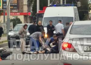 В Брянске на улице Пушкина произошло серьезное ДТП с мотоциклистом