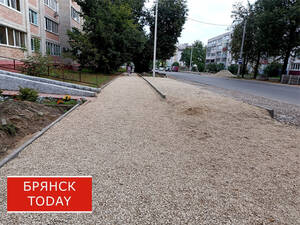 На Менжинского в Брянске приступили к ремонту тротуаров вблизи гимназии