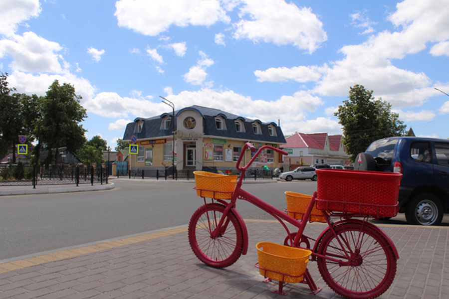 Жуковку украсили необычными цветочными велосипедами