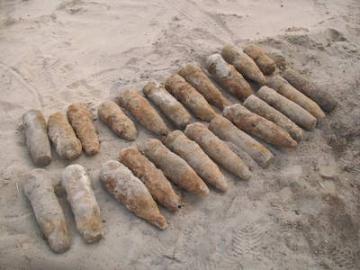 В Брасовском районе в поле нашли мину и 38 снарядов