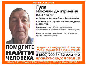 Брянцев попросили помочь найти пропавшего Николая Гулю