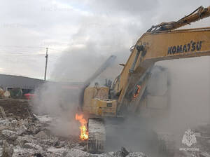 В Погаре загорелся экскаватор