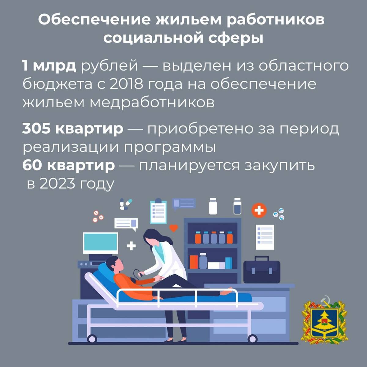 В 2023 году для медиков и тренеров в Брянской области приобретут 60 квартир