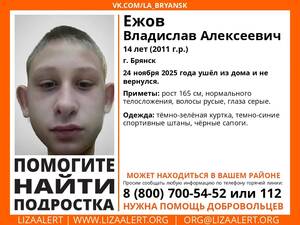В Брянске три дня ищут пропавшего 14-летнего Владислава Ежова