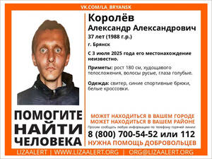 В Брянске вновь пропал 37-летний Александр Королев