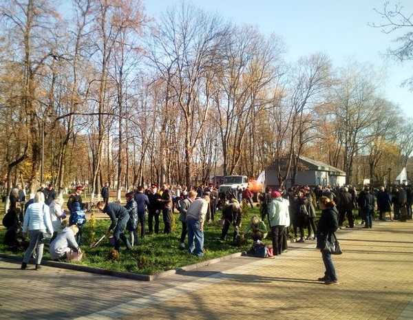 В Брянске в парке у ДК железнодорожников высадили «Лес Победы»